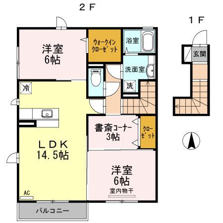 鹿児島市西谷山のアパートの間取り