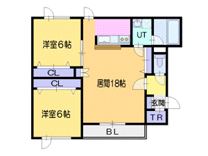 札幌市東区伏古六条のアパートの間取り