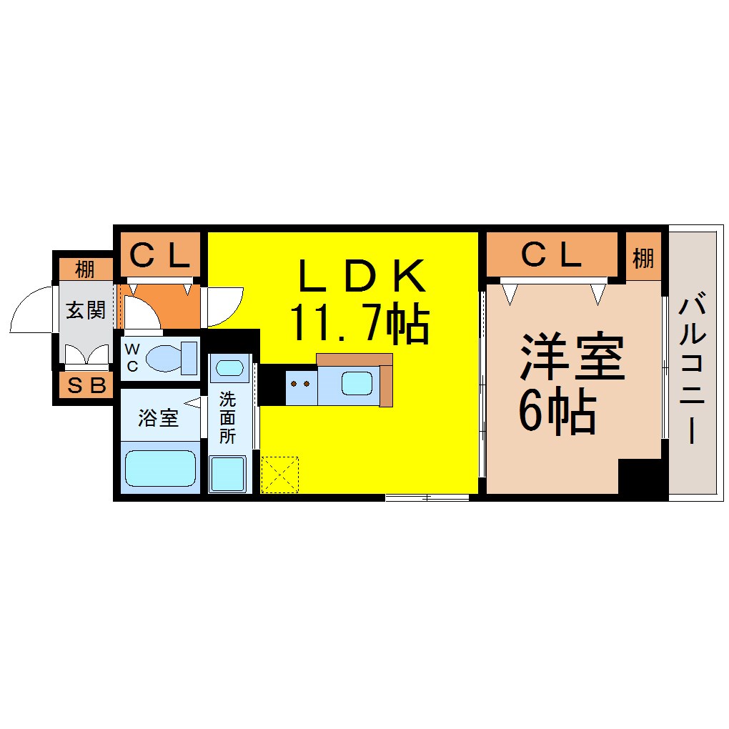 名古屋市東区徳川のマンションの間取り