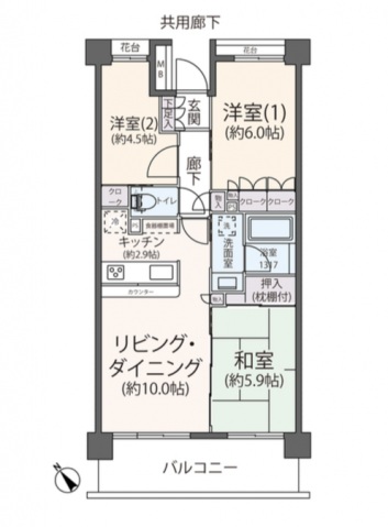 町田市能ヶ谷のマンションの間取り