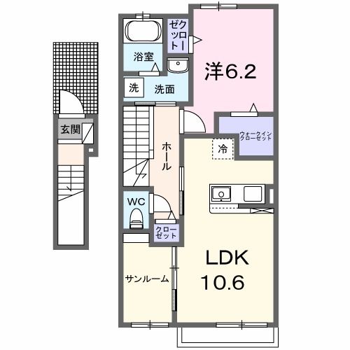 伊勢市上地町のアパートの間取り