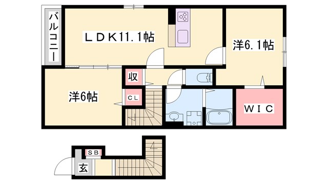 姫路市継のアパートの間取り