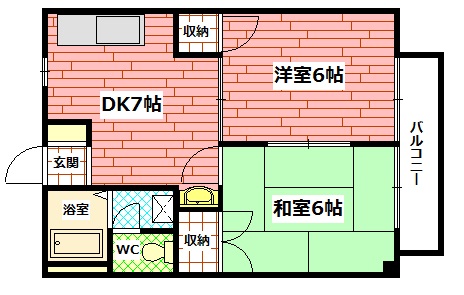 広島市安佐南区長楽寺のアパートの間取り