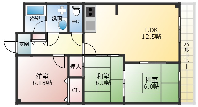 柏原市大県のマンションの間取り