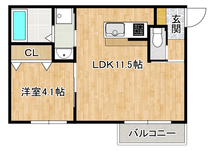 神戸市灘区国玉通のアパートの間取り