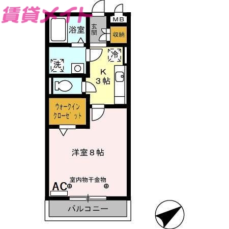 四日市市大字羽津のアパートの間取り