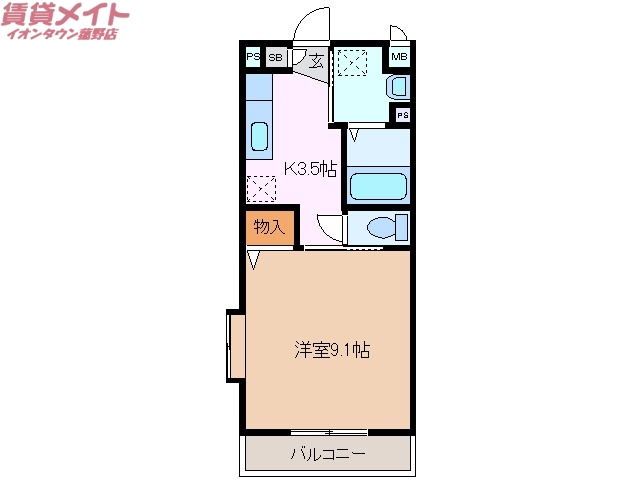 いなべ市大安町南金井のアパートの間取り