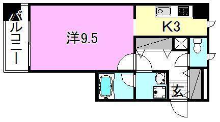 松山市中一万町のマンションの間取り