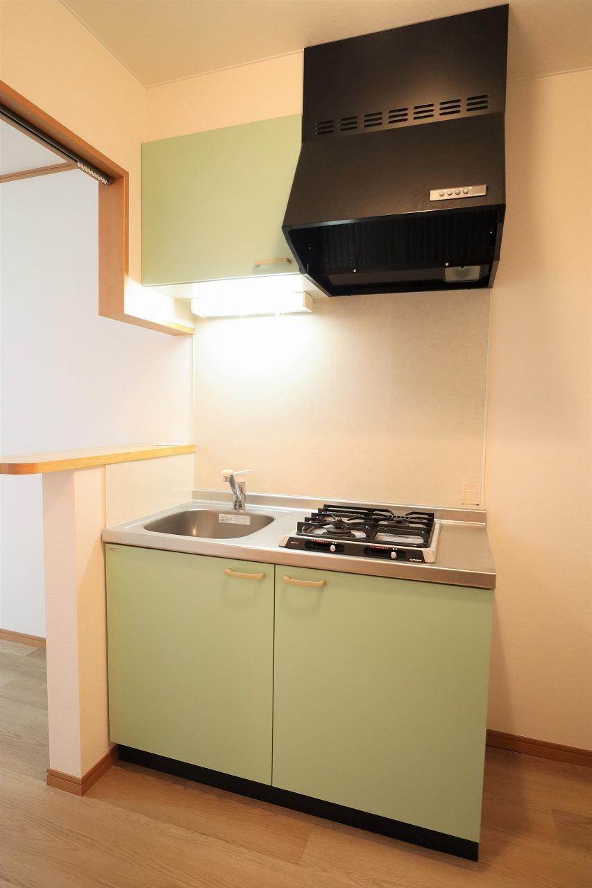 キッチン　2口ガスコンロシステムキッチンでお料理もはかどります