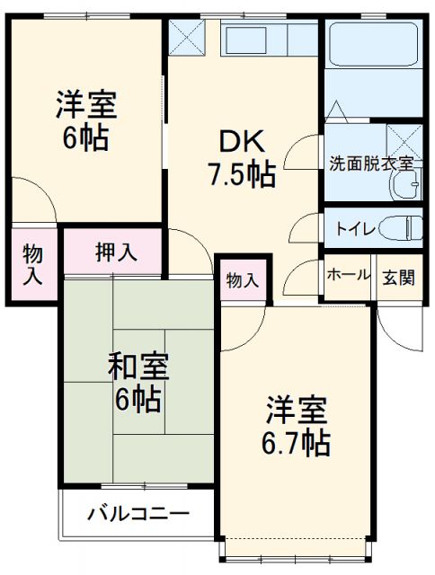 コーポ花水木α館の間取り