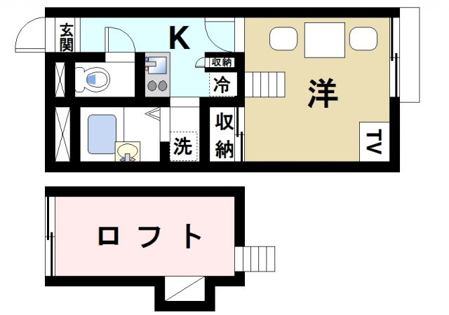 奈良市西大寺赤田町のアパートの間取り