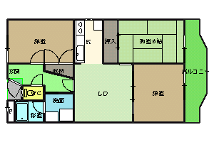 徳島市北佐古一番町のマンションの間取り