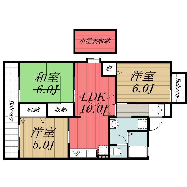 千葉市若葉区みつわ台のアパートの間取り