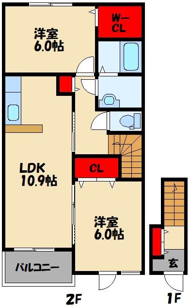 飯塚市綱分のアパートの間取り