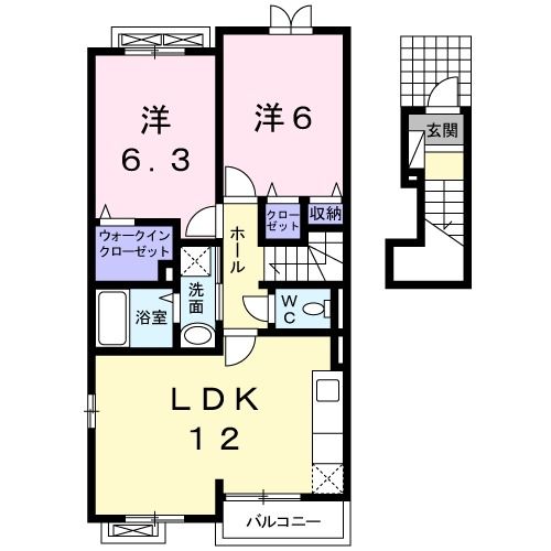 八戸市大字糠塚のアパートの間取り