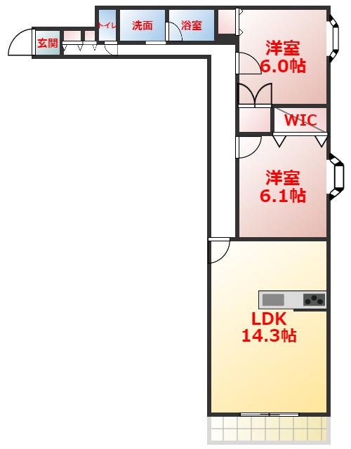 小田原市栄町のマンションの間取り