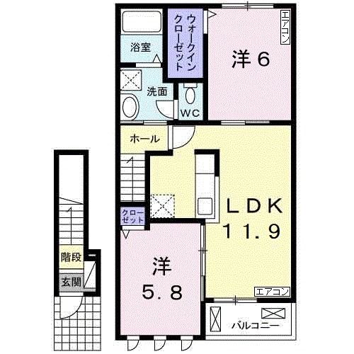 橋本市柏原のアパートの間取り