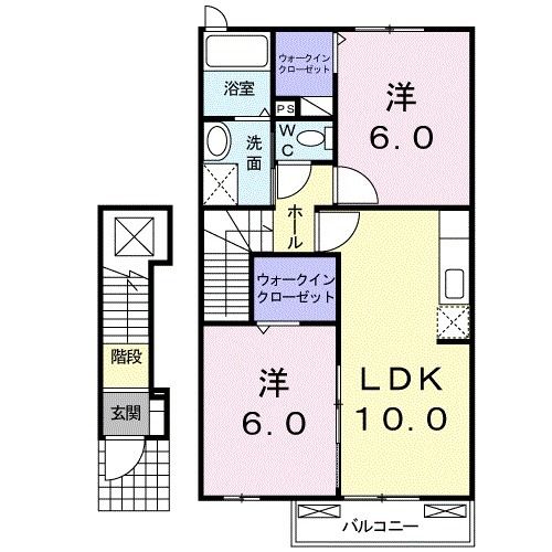 福津市津屋崎のアパートの間取り