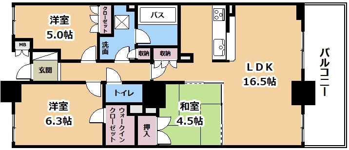 草津市渋川のマンションの間取り