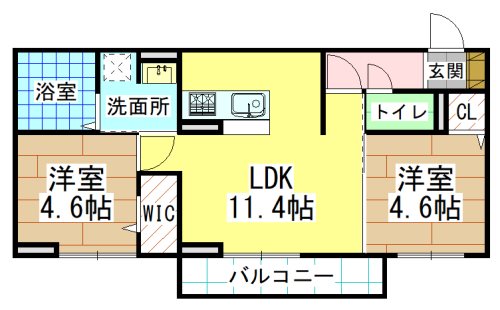 北九州市小倉北区足立のアパートの間取り