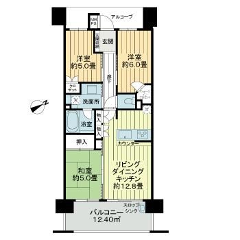 【越谷市赤山本町のマンションの間取り】