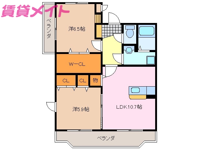 鈴鹿市長太栄町のマンションの間取り