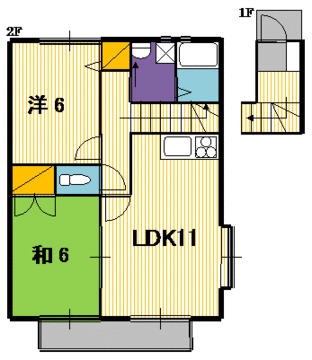 広島市安佐南区西原のアパートの間取り