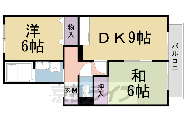 京都市北区西賀茂井ノ口町のアパートの間取り