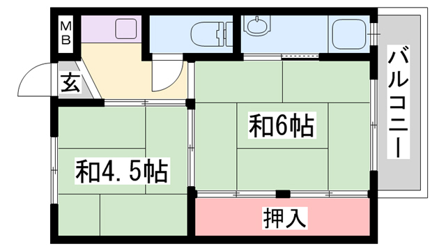 三木市別所町朝日ケ丘のマンションの間取り