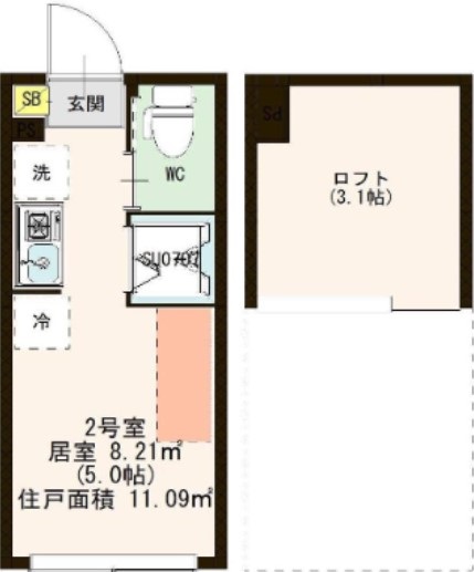 荒川区荒川のアパートの間取り