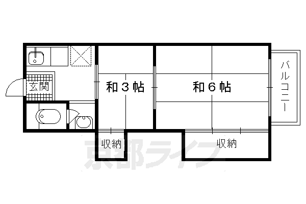 京都市左京区一乗寺高槻町のアパートの間取り