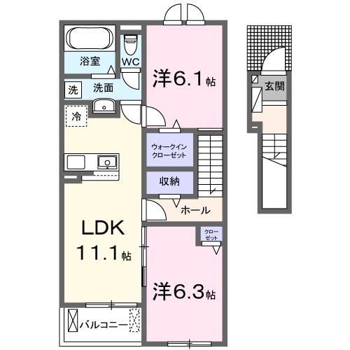 八代市上野町のアパートの間取り