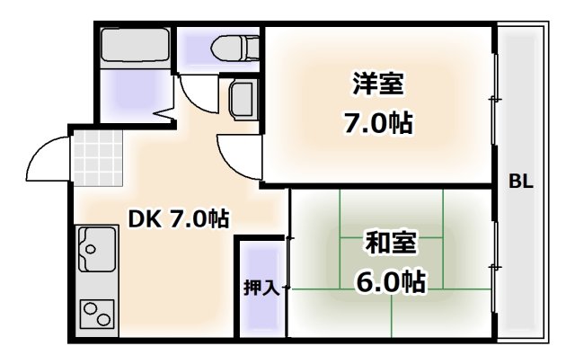 大阪市住吉区庭井のマンションの間取り