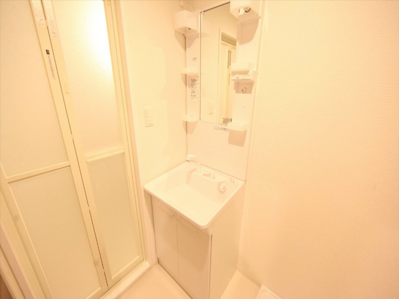 洗面設備　脱衣所　独立洗面台（シャンプードレッサー付）収納スペース有