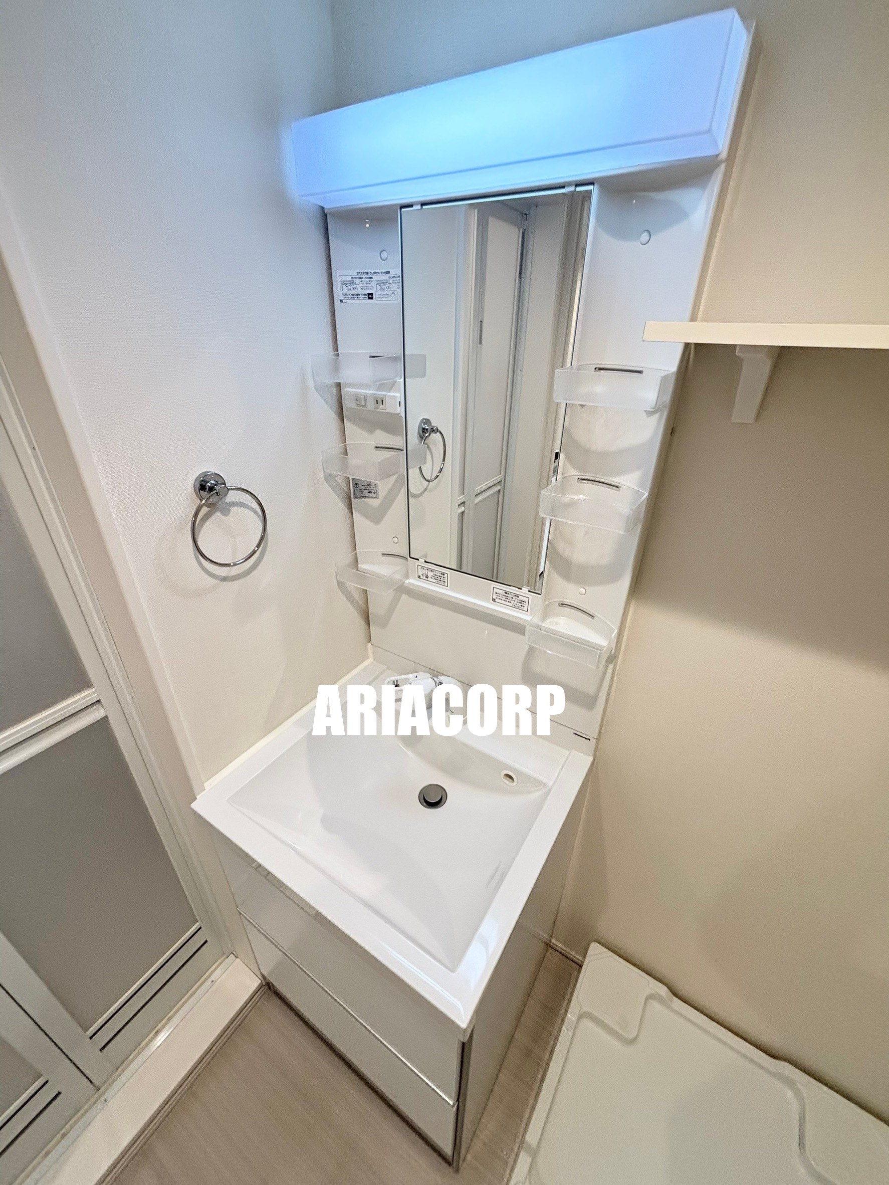 洗面設備　独立洗面台はシャワーヘッドタイプで洗髪や手入れに◎です