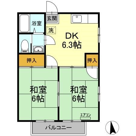 東京メトロ東西線 浦安駅 徒歩15分 2階建 築38年の間取り写真