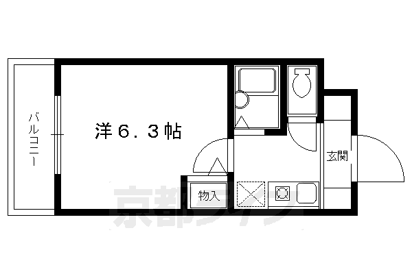 京都市左京区北白川東久保田町のマンションの間取り