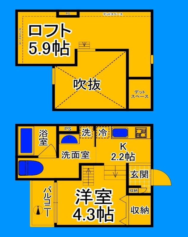 堺市北区中長尾町のアパートの間取り