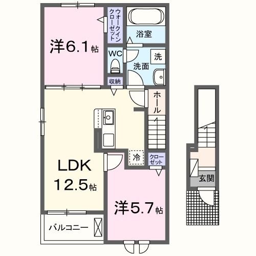 茨城県笠間市鯉淵（アパート）の賃貸物件の間取り