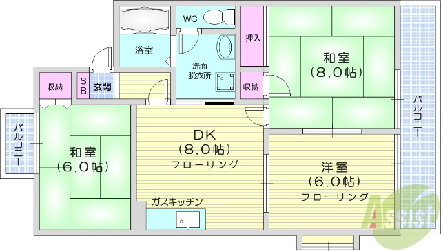 セジュールシャルム３番館の間取り