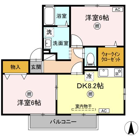 米子市新開のアパートの間取り