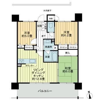 岡山市中区高屋のマンションの間取り