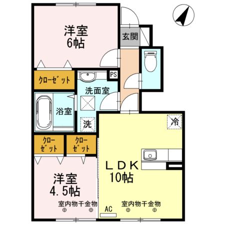 Ｄーｒｏｏｍ小矢部　D棟の間取り