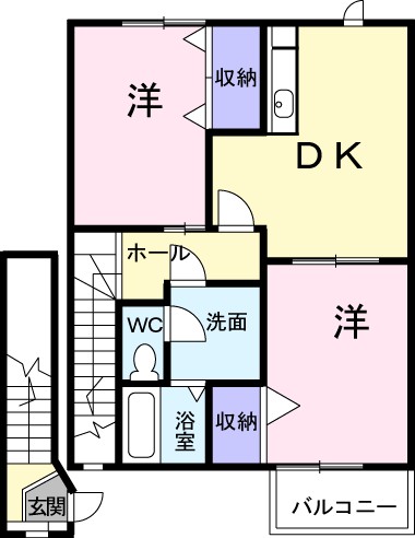 土浦市おおつ野のアパートの間取り