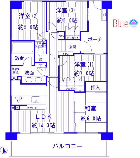 【川崎市川崎区小田栄のマンションの間取り】