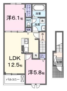 八尾市東山本町のアパートの間取り