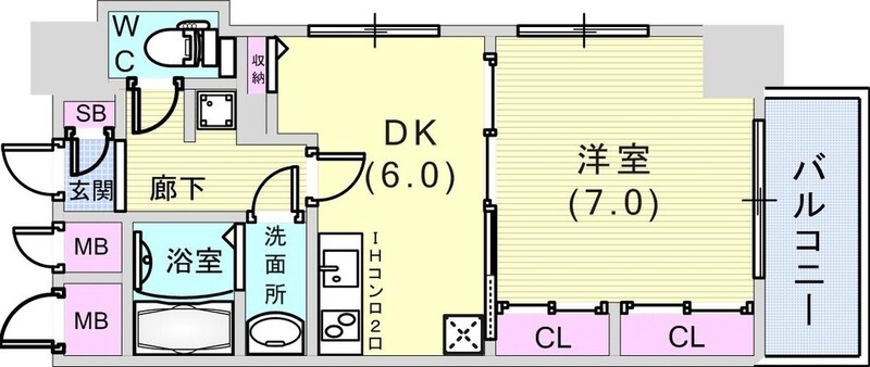 ワコーレ六甲道オービット2の間取り