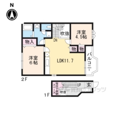 南丹市園部町横田のアパートの間取り