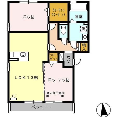 岐阜市日野西のアパートの間取り