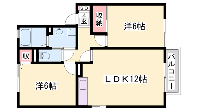 セジュール関戸B棟の間取り